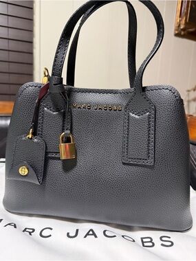 Marc Jacobs Editor Leather Crossbody Satchel Bag Black NWT Gold Hardware